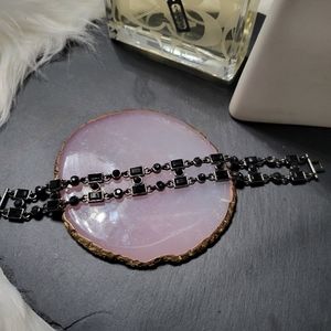 Silver and onyx ladder bracelet.